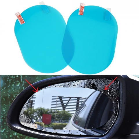 Set 2 Folii de Oglinda Auto Anti Picaturi, Ploaie si Anti Aburire, Oval 10 x 15 cm, Premium Universal, Premium Universal, CBD CORAL BEST DEALS Transparent 10 x 15 cm [6]