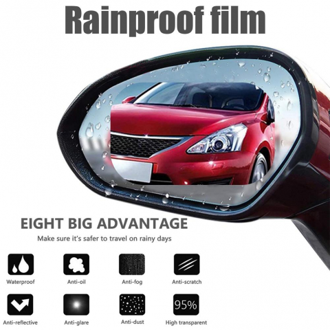 Set 2 Folii de Oglinda Auto Anti Picaturi, Ploaie si Anti Aburire, Oval 10 x 15 cm, Premium Universal, Premium Universal, CBD CORAL BEST DEALS Transparent 10 x 15 cm [8]