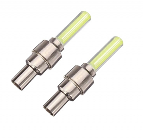 Set 2 Lumini LED cu Ventil si Baterii pentru Roata Cauciuc, Compatibil cu Bicicleta, Masina sau Motocicleta, Verde, CBD CORAL BEST DEALS Verde
