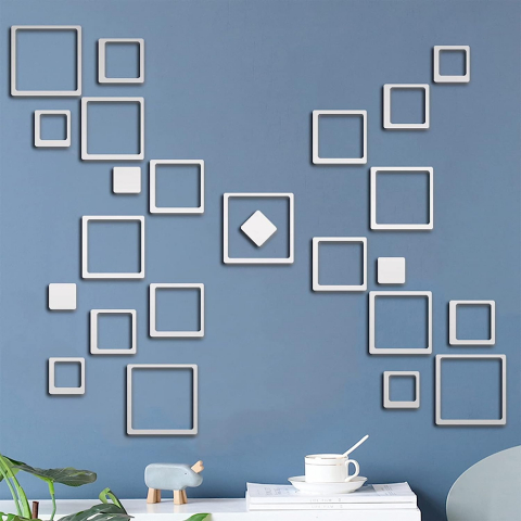 Set 24 Oglinzi Acrilice si Autocolante, pentru Decorarea Peretilor, Premium CBD CORAL BEST DEALS Argintiu 20 cm [5]