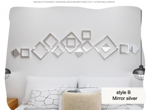 Set 24 Oglinzi Acrilice si Autocolante, pentru Decorarea Peretilor, Premium CBD CORAL BEST DEALS Argintiu 20 cm [3]