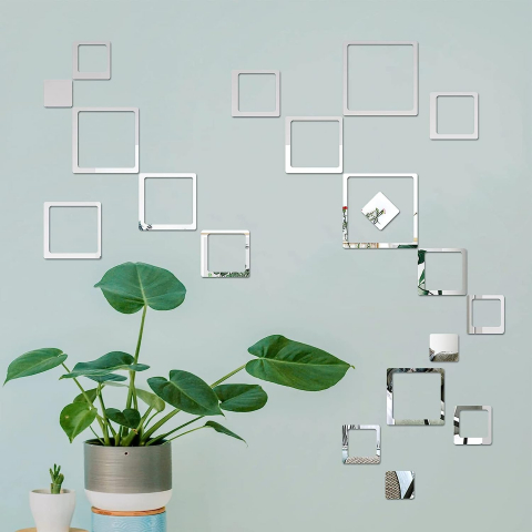 Set 24 Oglinzi Acrilice si Autocolante, pentru Decorarea Peretilor, Premium CBD CORAL BEST DEALS Argintiu 20 cm [4]