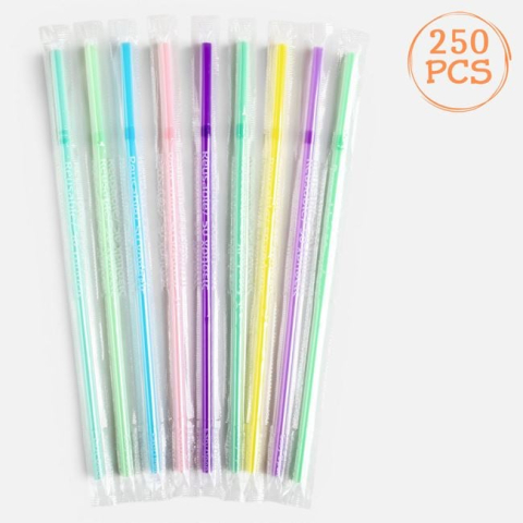 Sarbatori si petreceri - Set 250 Paie Reutilizabile Flexibile Multicolore, 5x230 mm