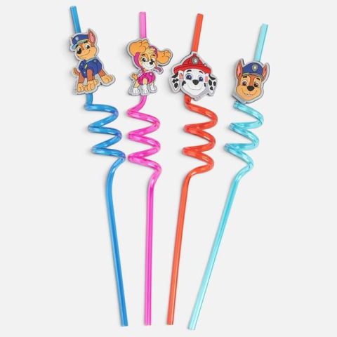 Vesela si servire masa - Set 4 Paie Reutilizabile Paw Patrol din PVC, 27 cm