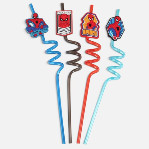 Vesela si servire masa - Set 4 Paie Reutilizabile Spiderman din PVC, 27 cm