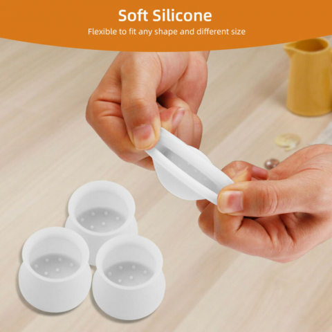 Set 4 Protectii din Silicon, Dimensiune Universala, pentru Picioare de Scaune si Mese, Transparente, CBD CORAL BEST DEALS 3 cm 4 cm 0.3 mm [5]