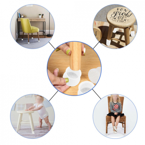 Set 4 Protectii din Silicon, Dimensiune Universala, pentru Picioare de Scaune si Mese, Transparente, CBD CORAL BEST DEALS 3 cm 4 cm 0.3 mm [1]