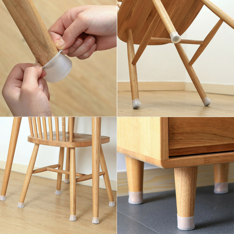 Set 4 Protectii din Silicon, Dimensiune Universala, pentru Picioare de Scaune si Mese, Transparente, CBD CORAL BEST DEALS 3 cm 4 cm 0.3 mm [2]