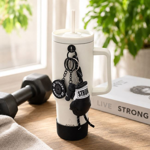 Genti, portofele si brelocuri - Set 6 Charms Negre pentru Cană Termos