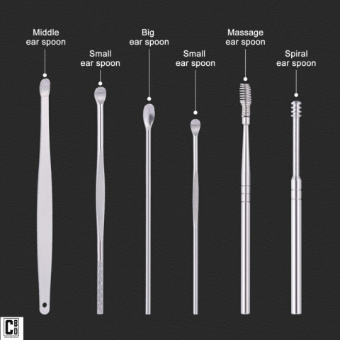 Set 6 Piese pentru Curatarea, Ingrijirea si Igiena Urechilor, din Otel Dermatologic, Gri, Cbd Coral Best Deals [1]