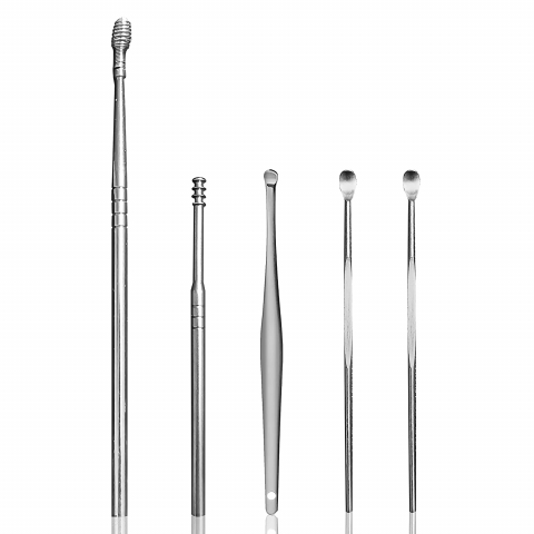 Accesorii machiaj - Set 6 Piese pentru Curatarea, Ingrijirea si Igiena Urechilor, din Otel Dermatologic, Gri, Cbd Coral Best Deals