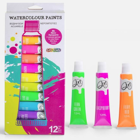 Rechizite si produse pentru scoala - Set Acuarele Culori Neon 12ml – 12buc