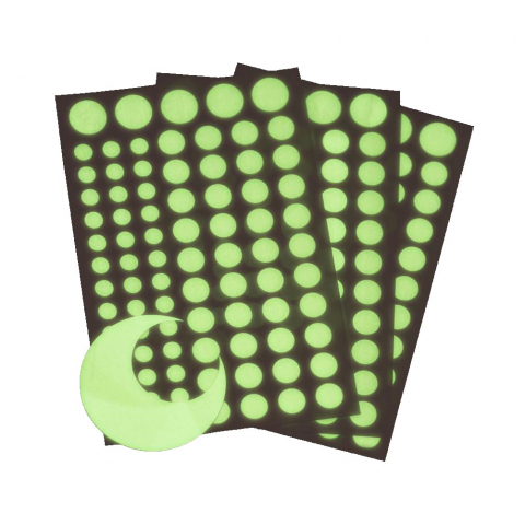 Set Buline si Luna Fosforescenta,210 Piese, 4 Dimensiuni cu Iluminare Indelungata, Autoadeziv, Premium, CBD CORAL BEST DEALS Fosforescent 2 cm