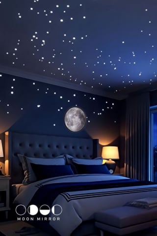 Set Buline si Luna Fosforescenta,210 Piese, 4 Dimensiuni cu Iluminare Indelungata, Autoadeziv, Premium, CBD CORAL BEST DEALS Fosforescent 2 cm [7]