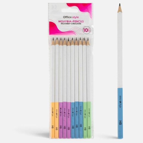 Instrumente de scris si corectura - Set Creioane HB Pătrate Albe Multicolore – 10 buc..