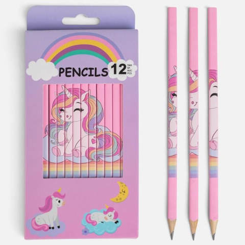 Instrumente de scris si corectura - Set Creioane Pătrate Unicorn in Cutie – 12 buc..