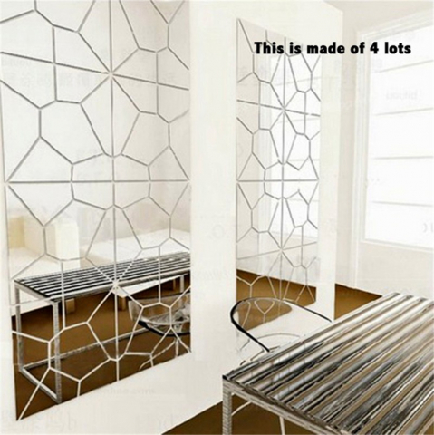 Set de 4x7 Oglinzi Acrilice, Autoadezive pentru Decor, 50 x 50 cm, Premium, CBD CORAL BEST DEALS Argintiu 50 cm [6]