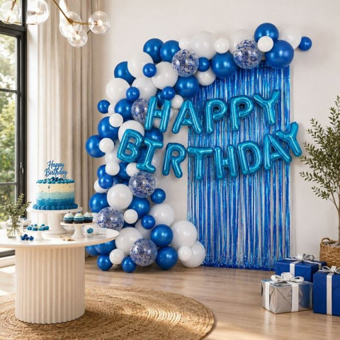 Articole pentru petreceri - Set Decorațiuni pentru Petrecere Albastru Happy Birthday 73buc
