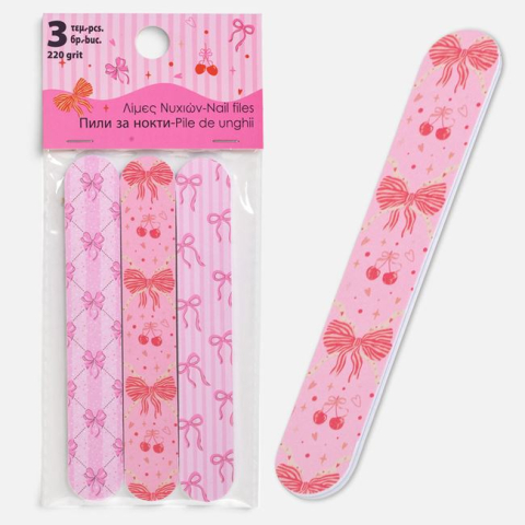 Ingrijire personala si cosmetice - Set 3 Pile Fancy Roz cu Fundițe, 12,5 cm