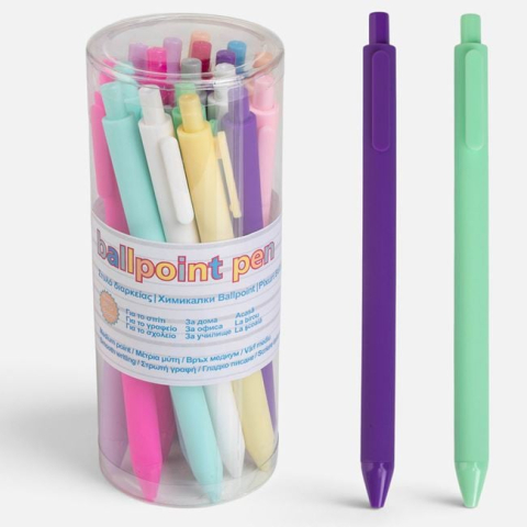 Instrumente de scris si corectura - Set Pixuri in Culori Pastel cu Cerneală Albastră – 18 buc..