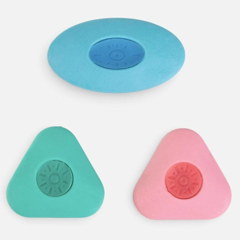 Instrumente de scris si corectura - Set Radiere Forma Piatra Ovala & Triunghiulara in Culori Pastel – 3buc