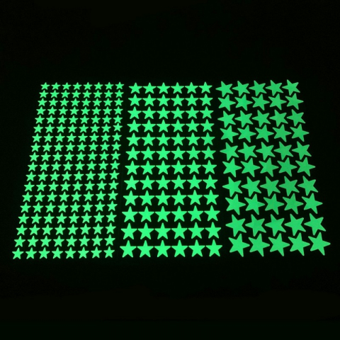 Set Stelute Fosforescente Auto Adezive, 384 Piese, 4 Dimensiuni cu Iluminare Indelungata, PVC, Premium, CBD CORAL BEST DEALS Verde Azur 2 cm [4]