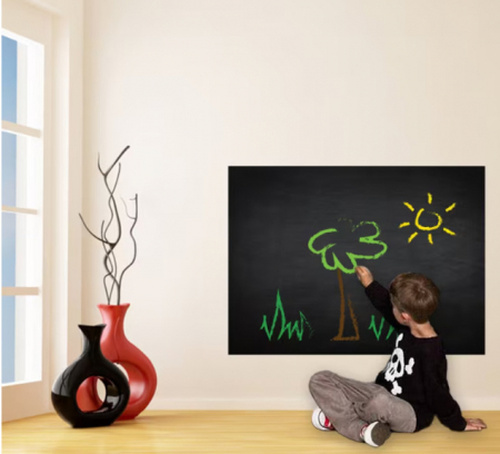 Set Sticker Autocolant Tabla Scolara si 5 Crete Colorate Incluse, 2m x 45cm, Premium Universal, Negru.CBD CORAL BEST DEALS [1]