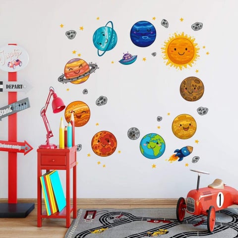 Sticker Decorativ cu Calea Lactee, Sistemul Solar si Planetele, Autocolant Premium, CBD CORAL BEST DEALS [4]