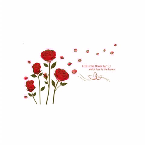 Sticker Decorativ cu Trandafiri, 155 x 230 cm, Autocolant Premium, CBD CORAL BEST DEALS Rosu aprins 50 cm [3]