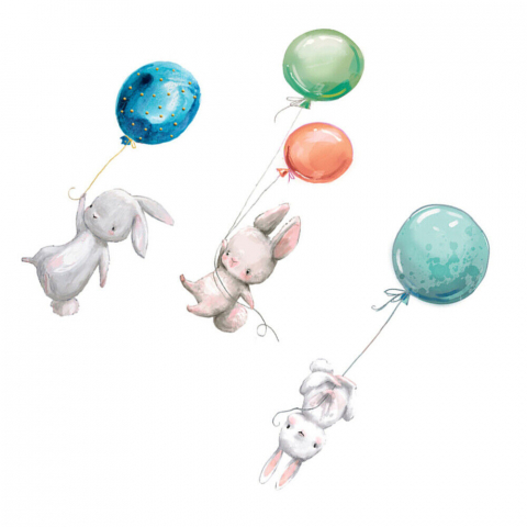 Sticker Decorativ pentru Perete sau Mobila, Animale Salbatice cu Baloane [8]