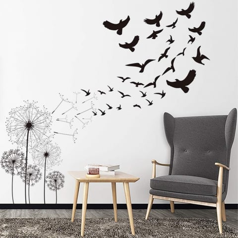 Sticker Decorativ, Papadii si Pasari Negre, Premium CBD CORAL BEST DEALS Negru mat 50 cm [4]