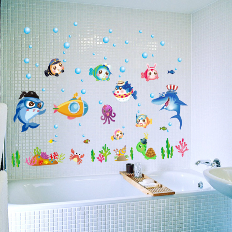 Sticker Decorativ, Pesti, Animale si Plante Marine, 75 x 123cm, Autocolant, CBD CORAL BEST DEALS Albastru marin 50 cm [5]