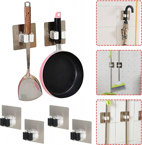 Suport Adeziv Alb Premium, pentru Matura, Mop sau Accesorii Bucatarie si Baie, CBD CORAL BEST DEALS Alb [9]