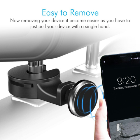 Suport Auto Magnetic pentru Telefon, Tableta, Sacosa, Umbrela, cu prindere pe Tetiera, Compatibil Universal, Negru, CBD CORAL BEST DEALS Negru [2]