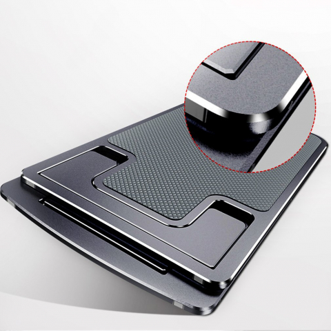 Suport din Aluminiu de Masa sau Birou pentru Tableta sau Telefon, Pliabil, Reglabil si Portabil, cu Reglaj Multiplu Design Premium, CBD CORAL BEST DEALS Negru [1]