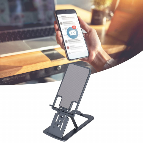 Suport din Aluminiu de Masa sau Birou pentru Tableta sau Telefon, Pliabil, Reglabil si Portabil, cu Reglaj Multiplu Design Premium, CBD CORAL BEST DEALS Negru [2]