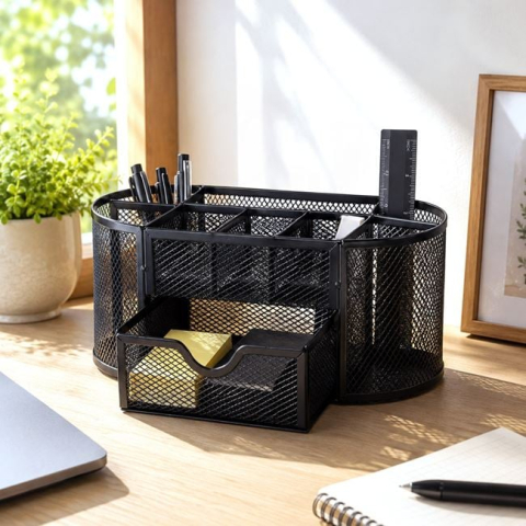 Hartie, caiete si articole de birou - Suport din Sârmă cu 9 Compartimente pentru Birou 22x11x10cm