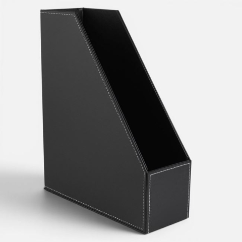 Hartie, caiete si articole de birou - Suport Dosare din Piele Artificială Neagră 26x10x32cm