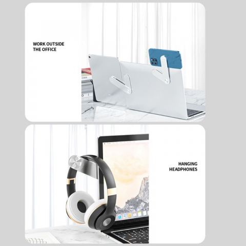 Suport Magnetic pentru Telefon cu Prindere pe Laptop sau Desktop cu Auto-Adeziv din Aluminiu, Premium, Compatibil Universal, CBD CORAL BEST DEALS Gri [2]