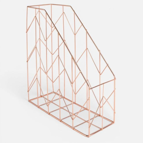 Hartie, caiete si articole de birou - Suport Metalic Vertical pentru Acte Roz-Auriu 26 x 10 x 30 cm