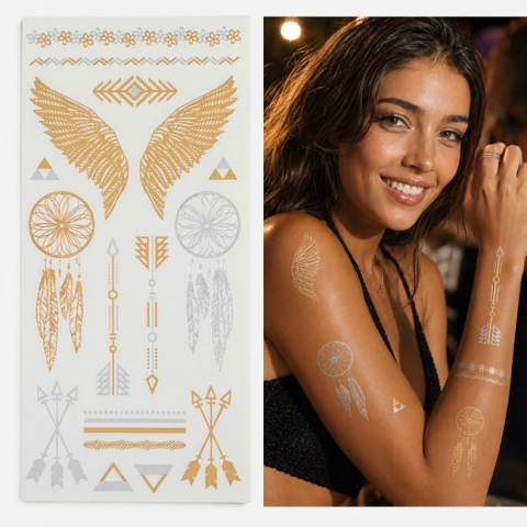 Ingrijire personala si cosmetice - Tatuaje Metalice Autocolante Auriu & Argintiu