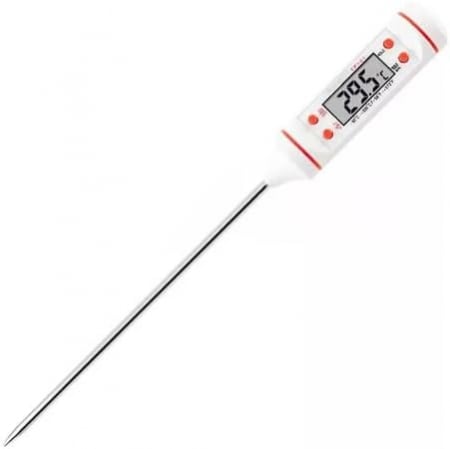 Termometru Digital cu Sonda Metalica de Insertie, Alimentar pentru Mancare si Bauturi, cu, Afisaj LCD, Oprire Automata, Interval de Masurare -50°C 300°C, 4 Butoane si Memorie, Alb, CBD CORAL BEST DEAL [6]