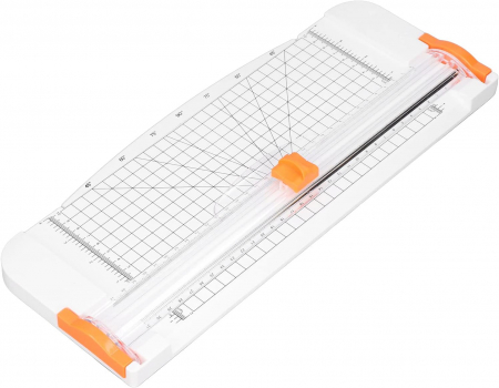 Trimmer pentru Hartie, Utilizare Profesionala la Birou sau pentru Acasa, Max 12 coli 80 g/mp, 38x15x3.5cm, Sistem de Siguranta Degete, plastic, Alb, CBD CORAL BEST DEALS [9]