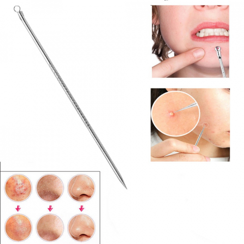 Ustensila Extractor pentru Indepartarea Punctelor Negre, Acnee si Cosuri, din Inox, Premium, CBD CORAL BEST DEALS Argintiu 1 bbl [2]