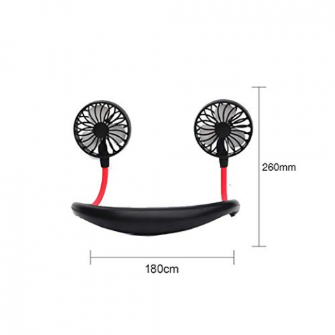 Ventilator Portabil pentru Gat, 3 Viteze si Lumini LED, cu Acumulator Intern si Pastila Aromaterapy, Policarbonat Premium, Rosu, CBD CORAL BEST DEALS Rosu [4]