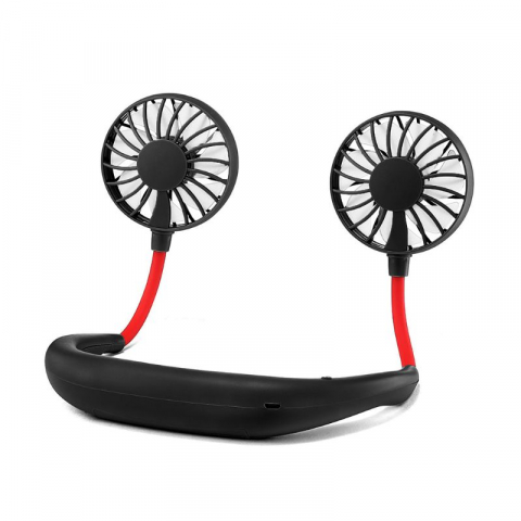 Ventilatoare si racitoare aer - Ventilator Portabil pentru Gat, 3 Viteze si Lumini LED, cu Acumulator Intern si Pastila Aromaterapy, Policarbonat Premium, Rosu, CBD CORAL BEST DEALS Rosu