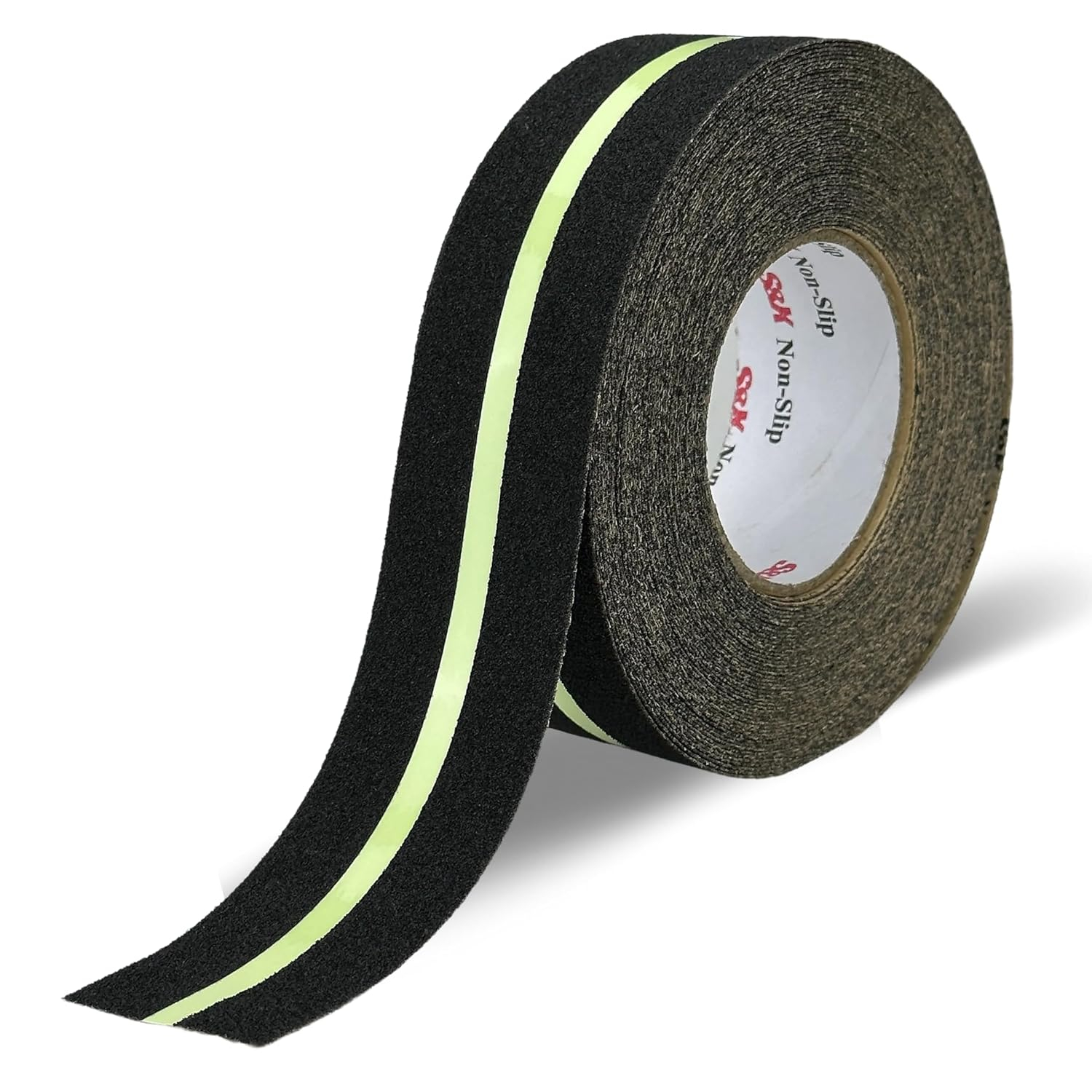 Bandă adezivă reflectorizantă pentru scări și trepte, negru-verde, 5 m x 5 cm
