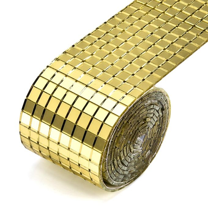 Bandă adezivă cu efect de oglindă, 4 x 100 cm, auriu, pentru decor interior - CoralBestDeals