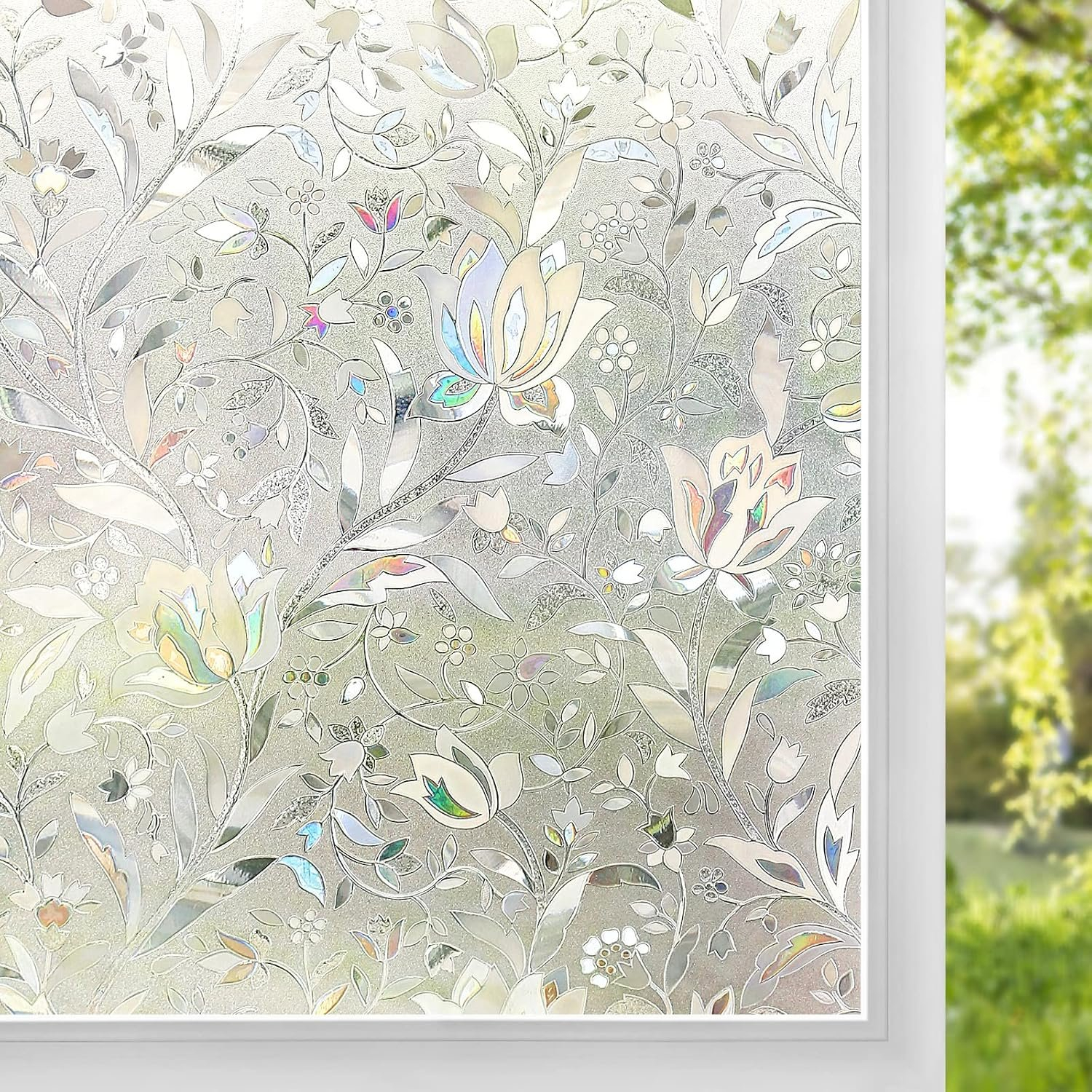 Folie geam cu model floral 60x200 cm – decor, intimitate și protecție UV