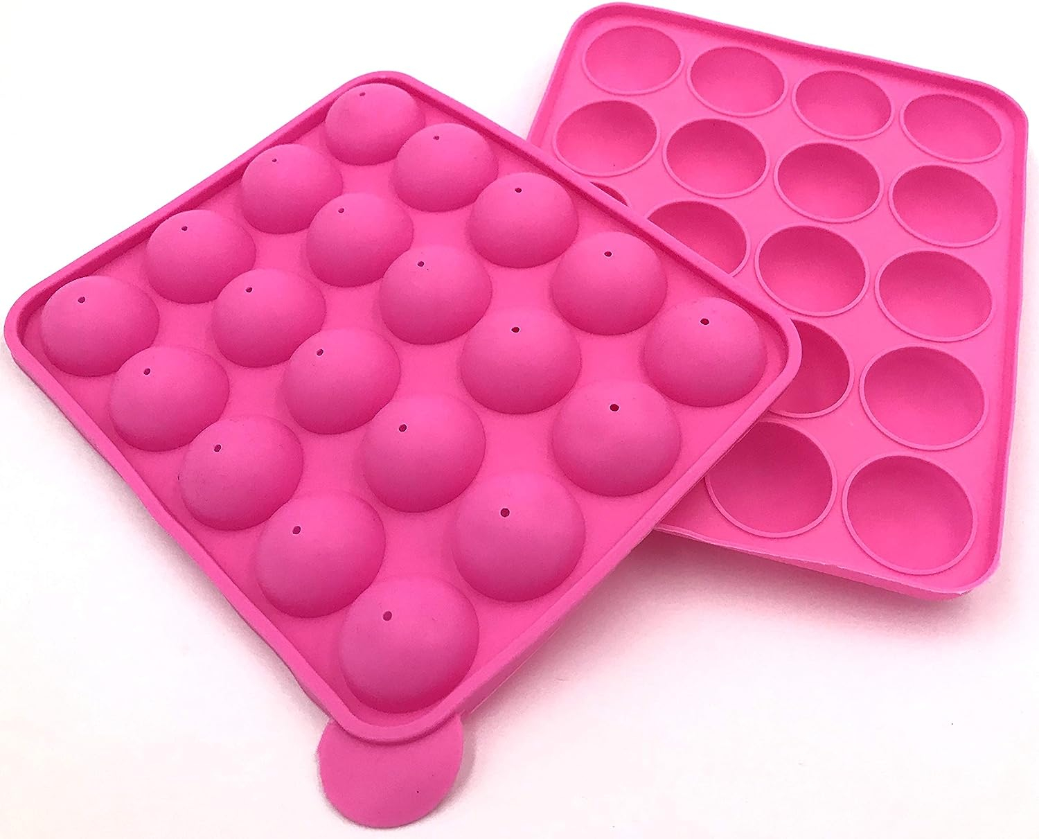 Formă din silicon pentru cake pops și bomboane, 20 bile, 18 x 22,5 cm, roz